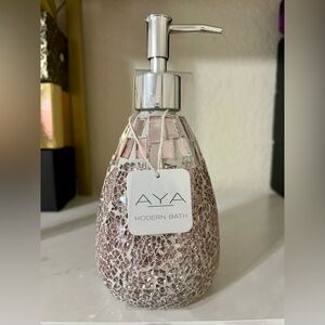 NWT AYA Modern Bath Pink and Silver Mirrored Hand Soap Dispenser Bath & Body